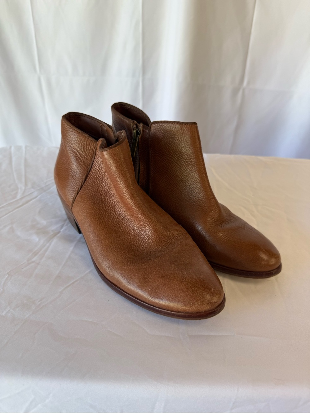 Sam Edelman Petty 7.5 womens ankle boots bootie chestnut leather side zipper